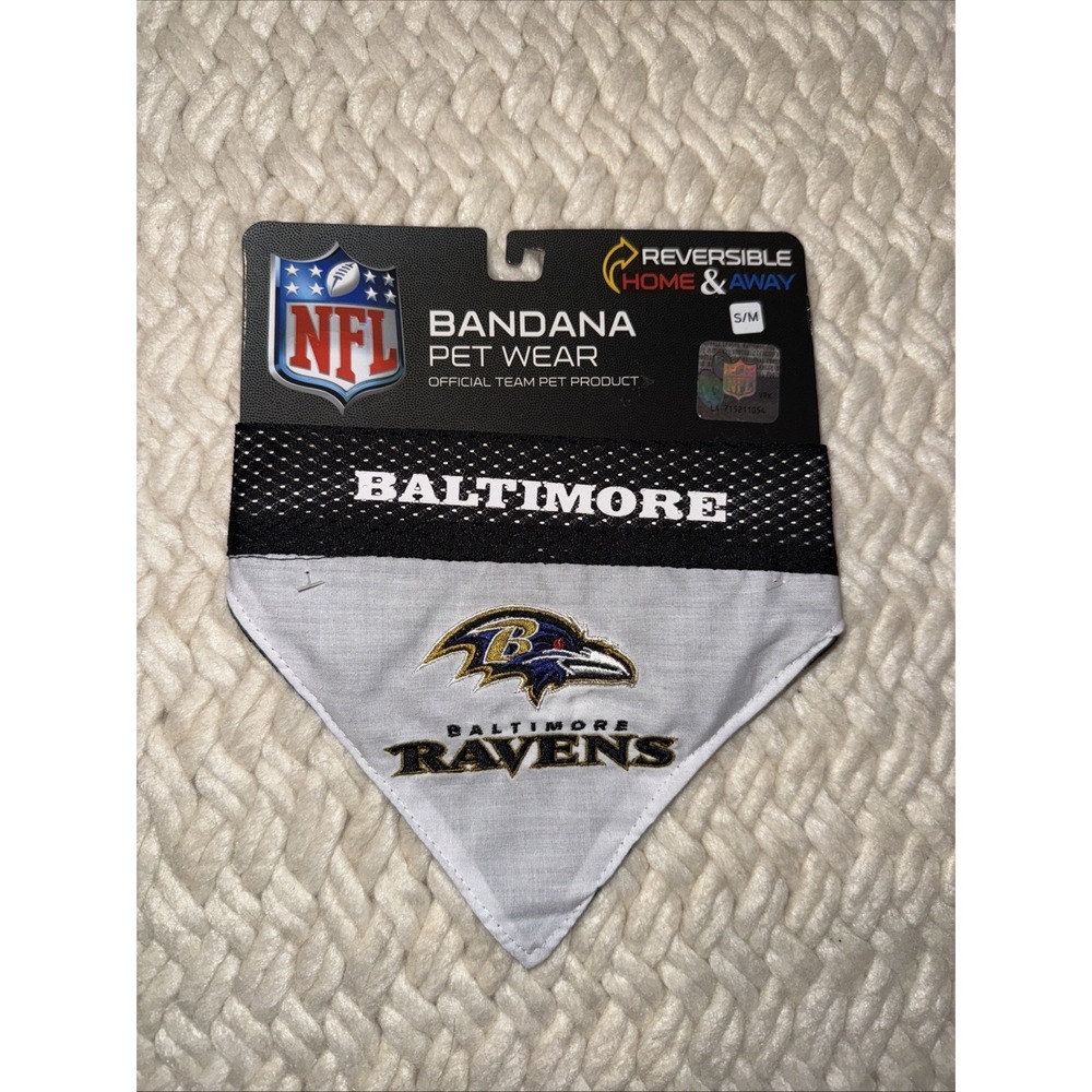 NFL Dog Bandana Baltimore Ravens Reversible Pet Bandana 2 Sided NWT Size S/M - Picture 8 of 9